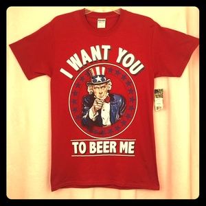 NWT Men's Uncle Sam I WANT YOU TO BEER ME Shirt